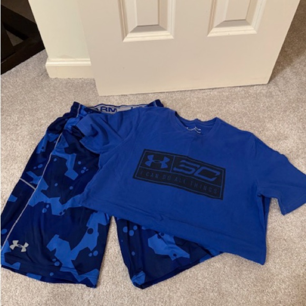 Under Armour Blue Graphic Tee and Shorts Set